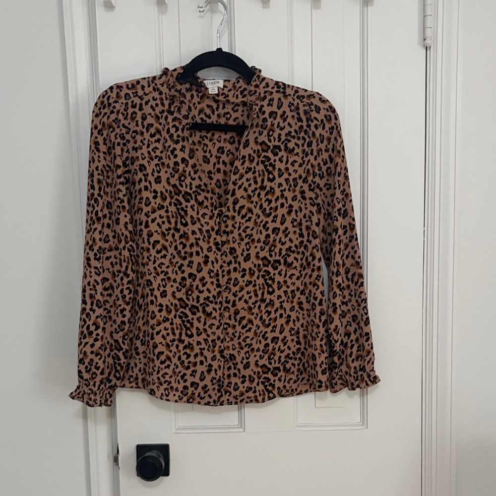 J. Crew Tan Leopard Print Blouse